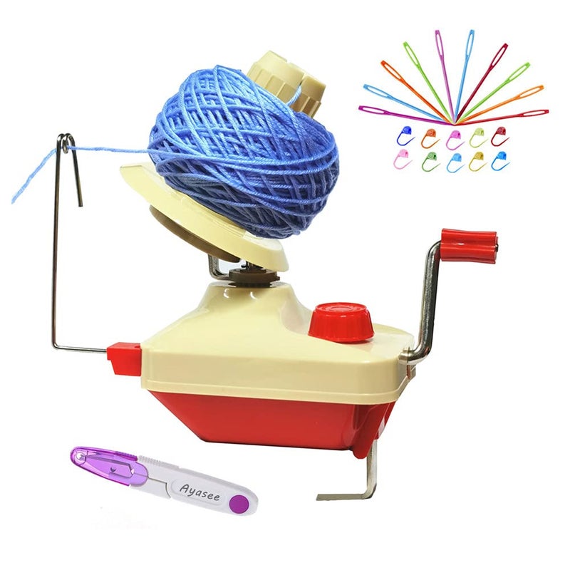 Ayasee Yarn Ball Winder, Hands Operated Swift Yarn Fiber String Ball Wool Winder Machines for Family+10PS Knitting Stitch Markers+10PS Plastic Needles+1PS Scissors(22) - Image 1
